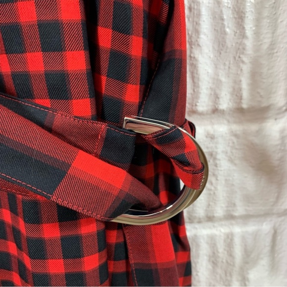 Hugo Boss Midi Shirt Dress Mixed Buffalo Checks with Belt 34 2 Small - Picture 7 of 11